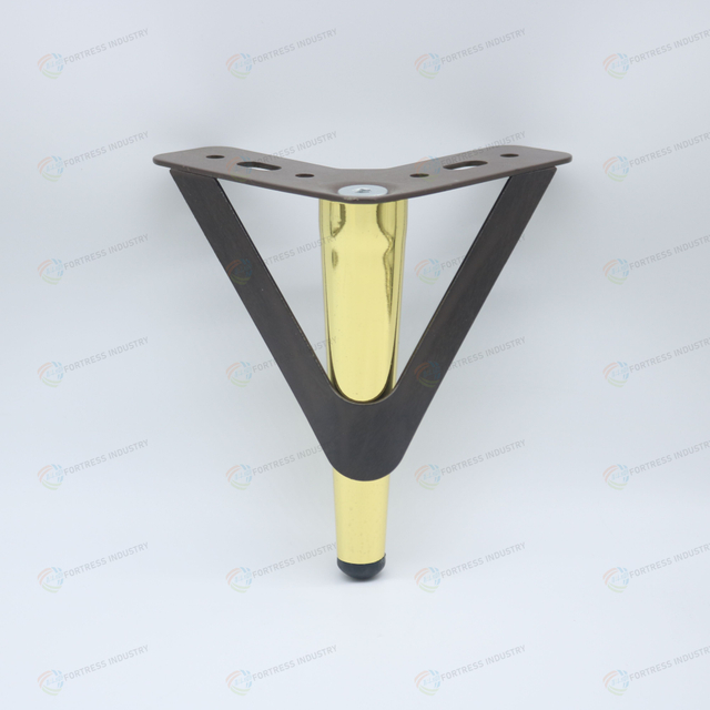 Conical Wood Grain Metal Golden Sofa Legs For Table Furniture Hardware